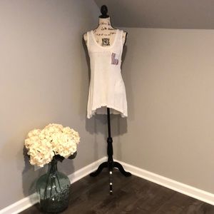I.N.C. WHITE TANK SHIRT, RHINESTONE POCKET